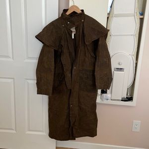 Vintage Outback Trading Co. Brown Oilskin Leather Duster Coat Medium
